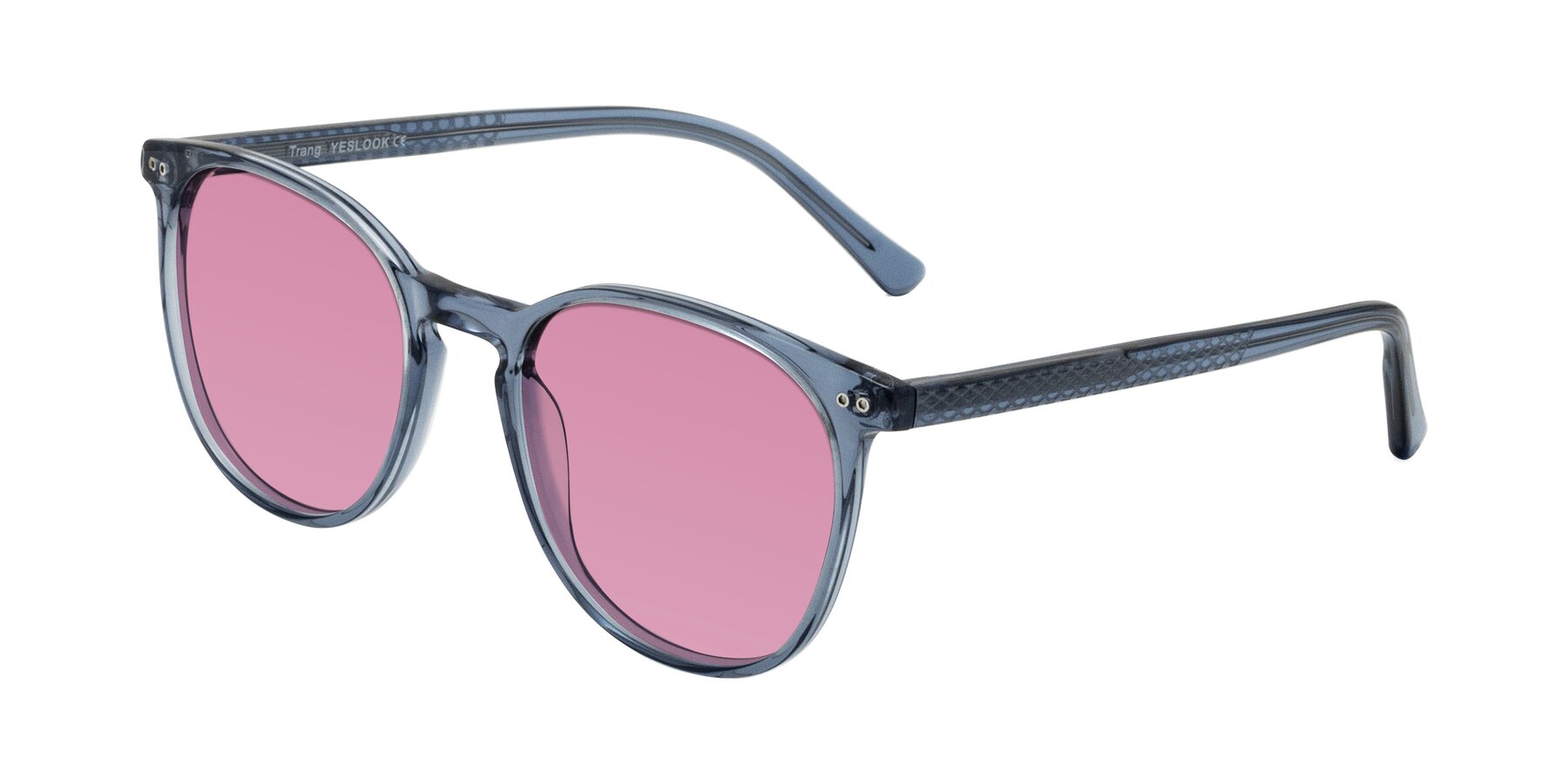 Angle of Trang in Transparent Blue with Medium Wine Tinted Lenses