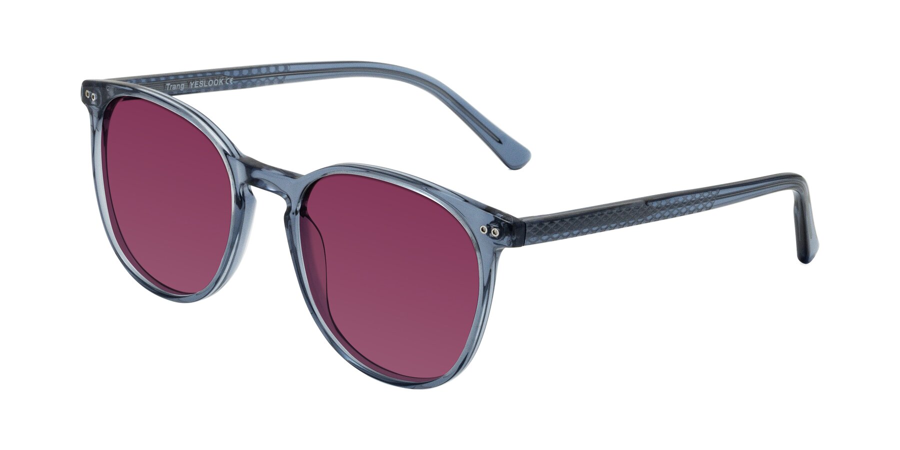 Angle of Trang in Transparent Blue with Wine Tinted Lenses