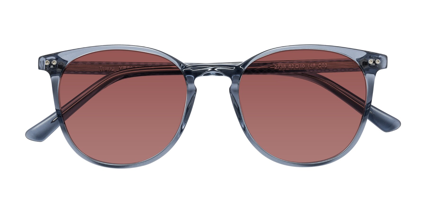 Folded Front of Trang in Transparent Blue with Garnet Tinted Lenses