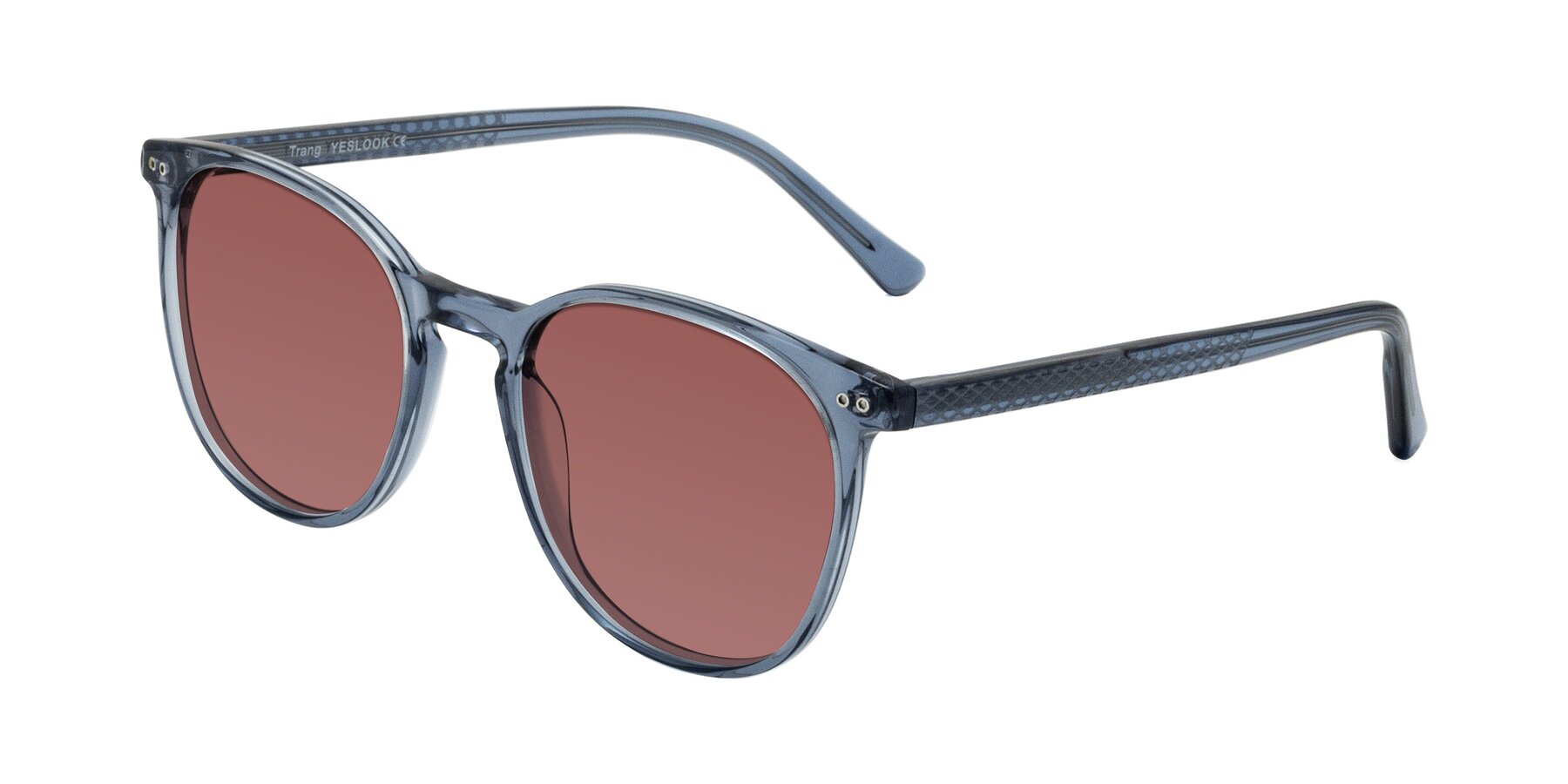 Angle of Trang in Transparent Blue with Garnet Tinted Lenses