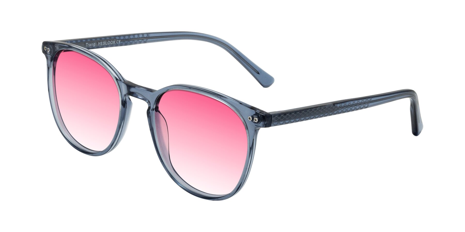 Angle of Trang in Transparent Blue with Pink Gradient Lenses