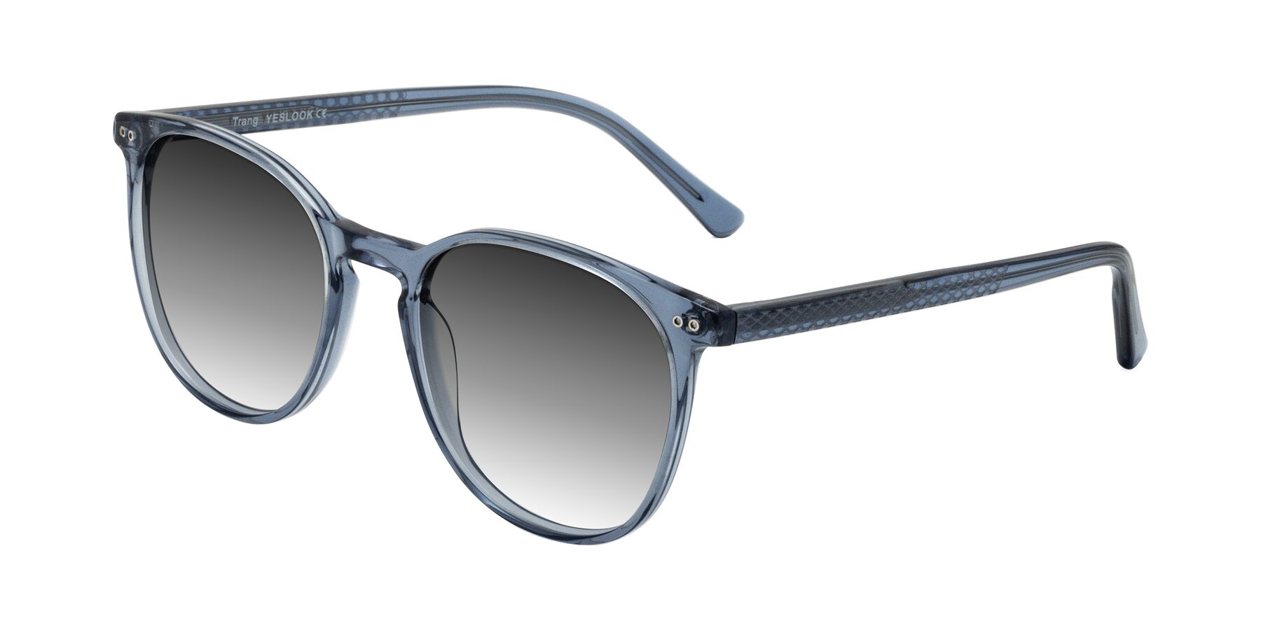 Angle of Trang in Transparent Blue with Gray Gradient Lenses