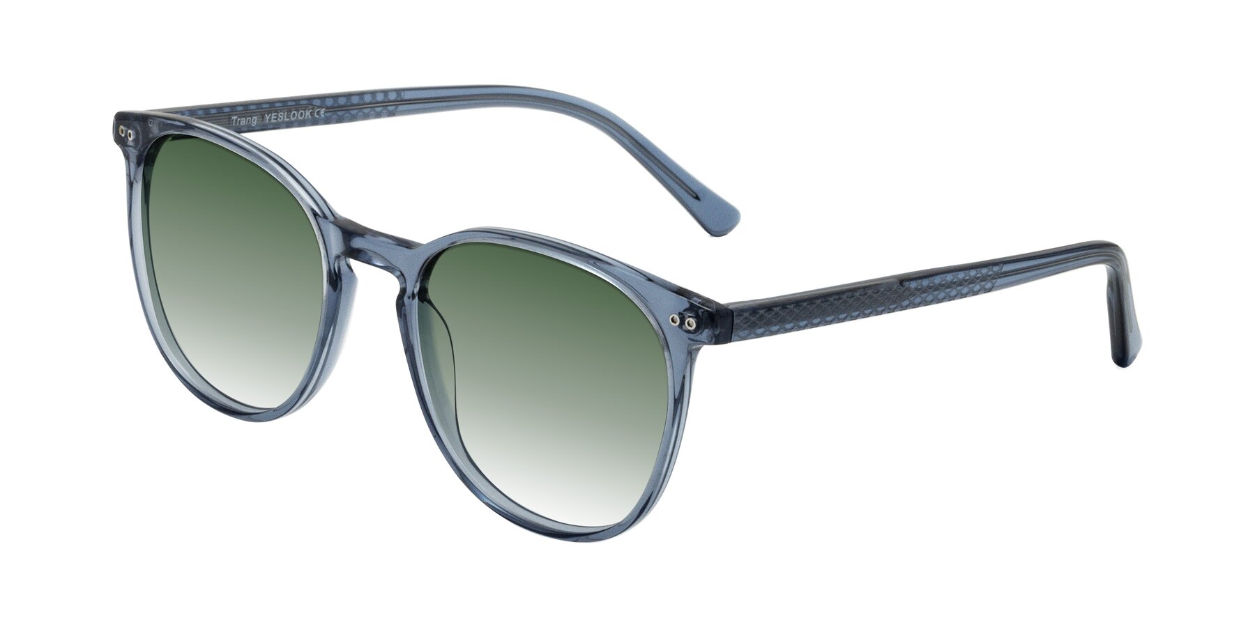 Angle of Trang in Transparent Blue with Green Gradient Lenses