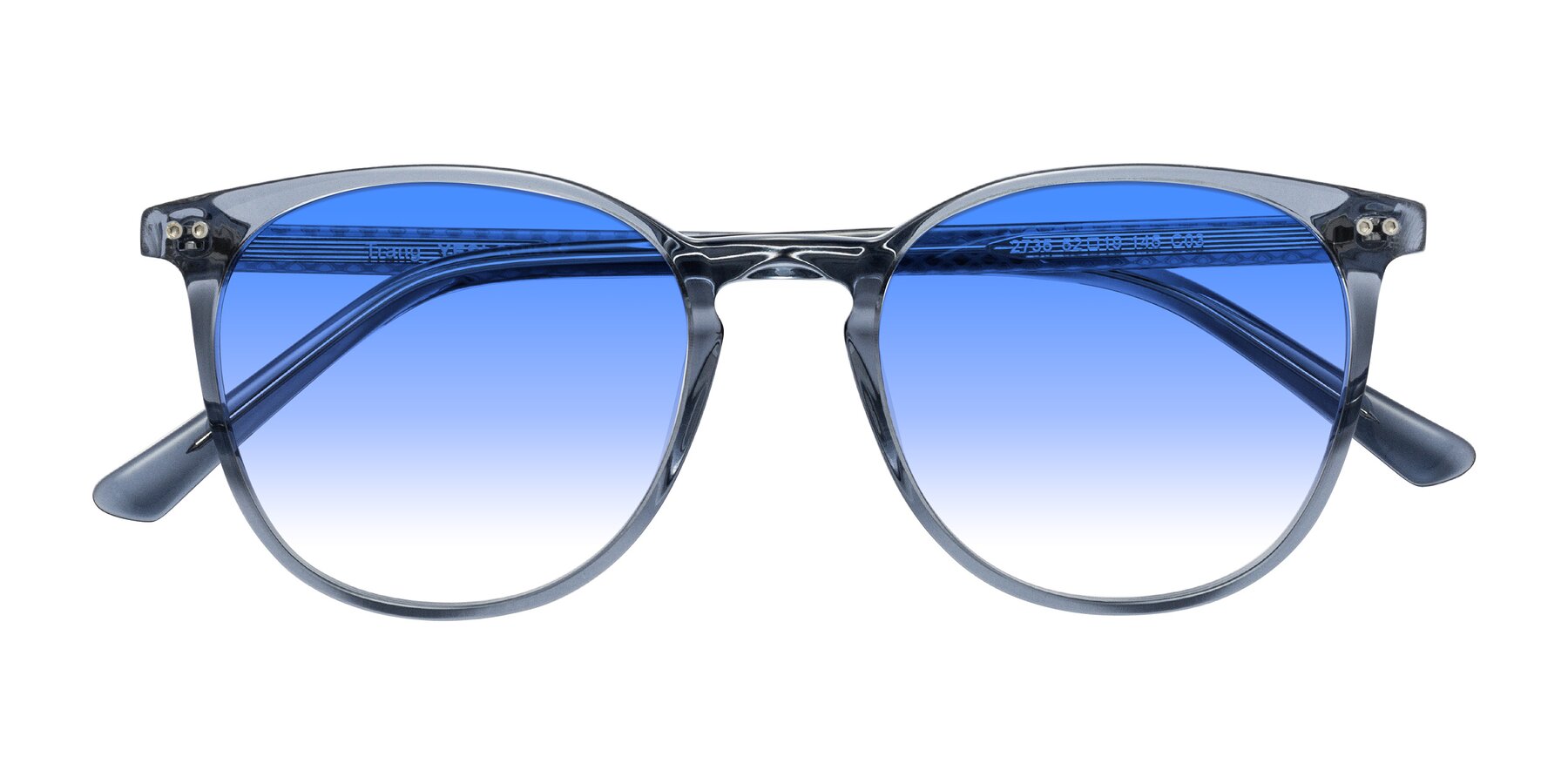 Folded Front of Trang in Transparent Blue with Blue Gradient Lenses