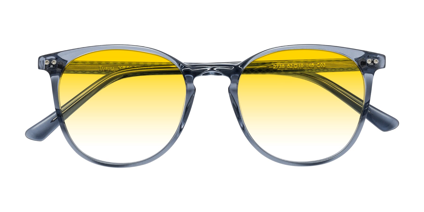 Folded Front of Trang in Transparent Blue with Yellow Gradient Lenses