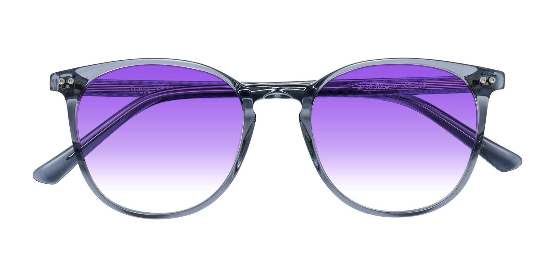 Folded Front of Trang in Transparent Blue with Purple Gradient Lenses