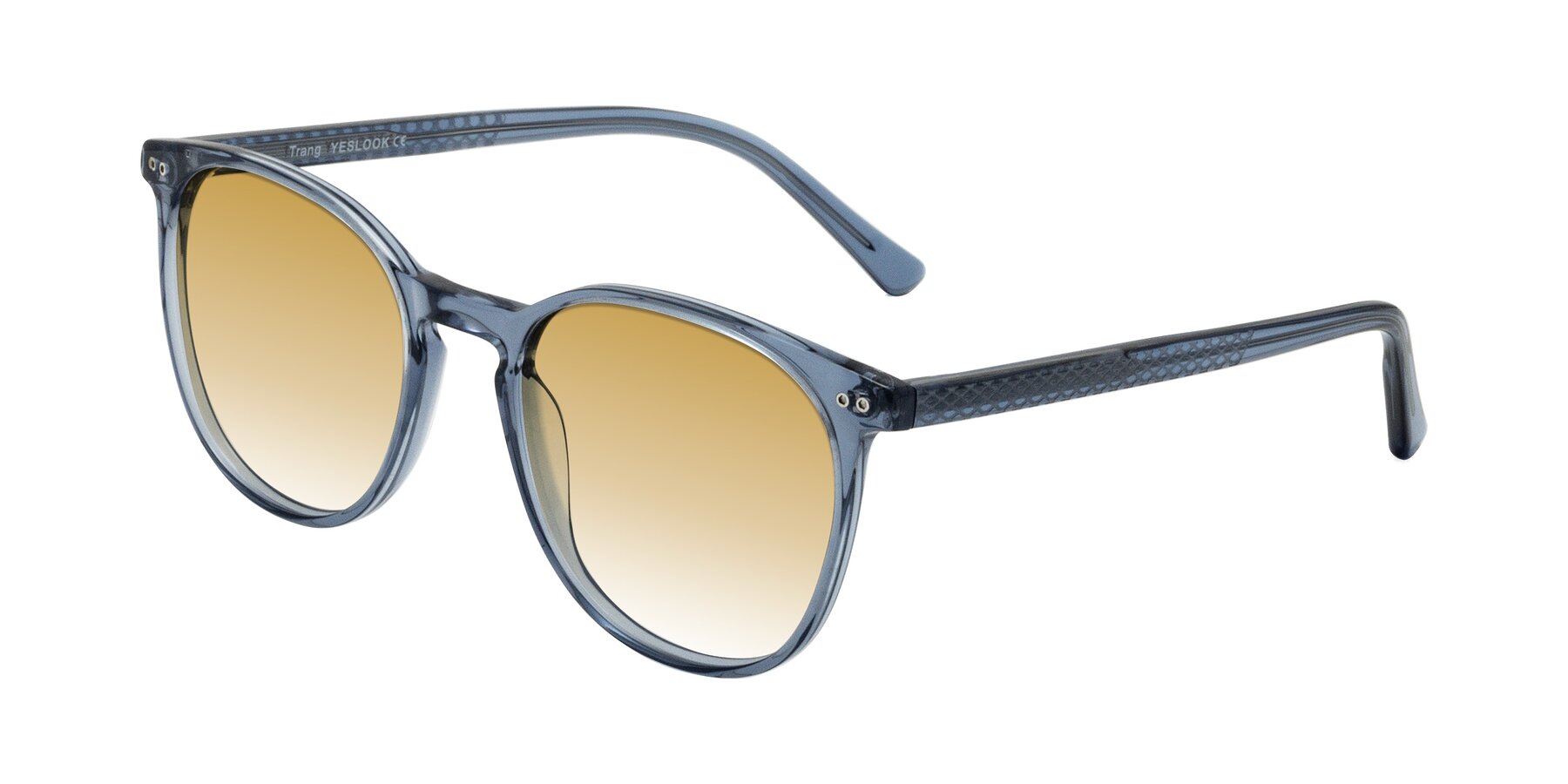 Angle of Trang in Transparent Blue with Champagne Gradient Lenses