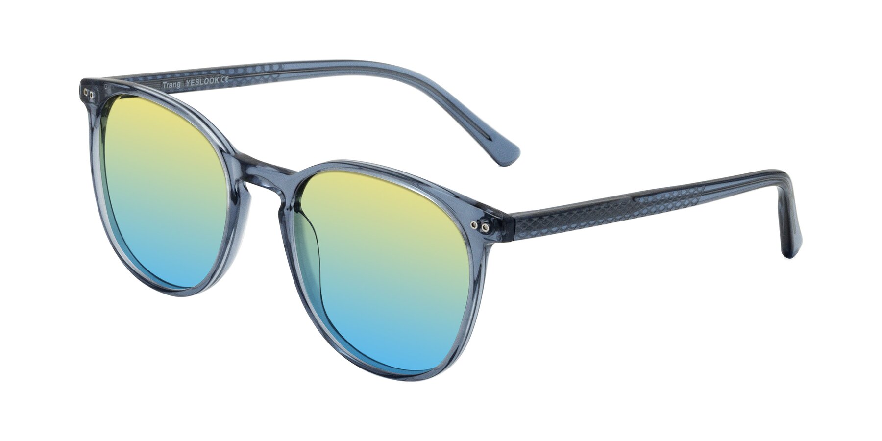 Angle of Trang in Transparent Blue with Yellow / Blue Gradient Lenses