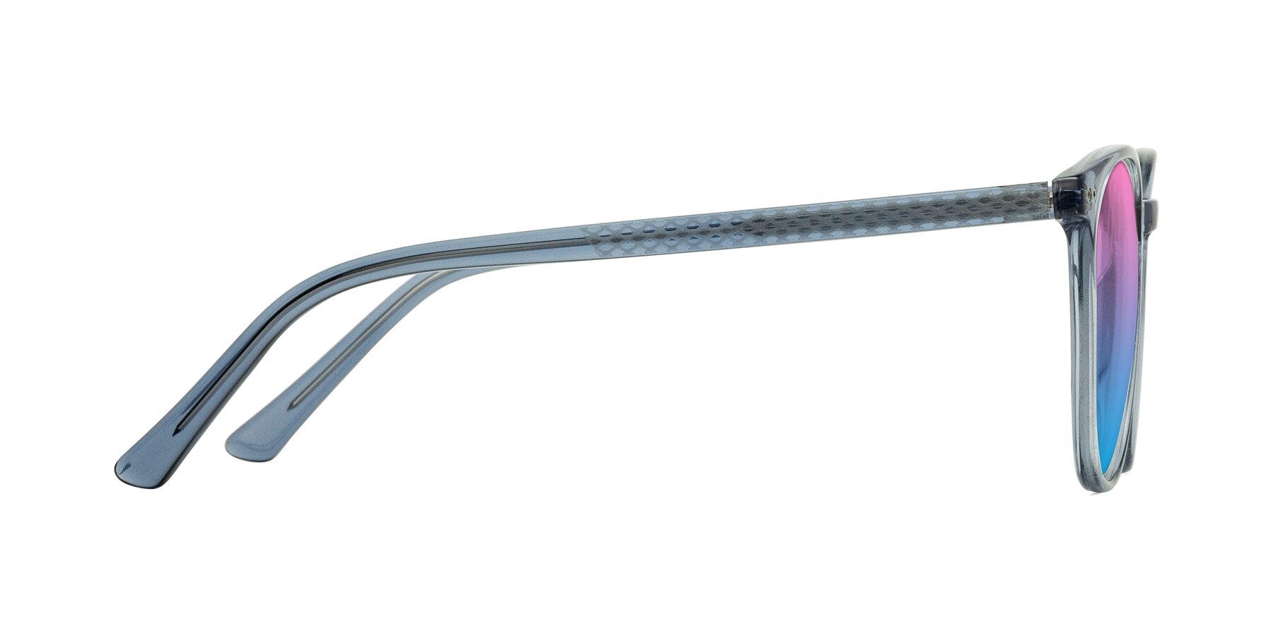 Side of Trang in Transparent Blue with Pink / Blue Gradient Lenses