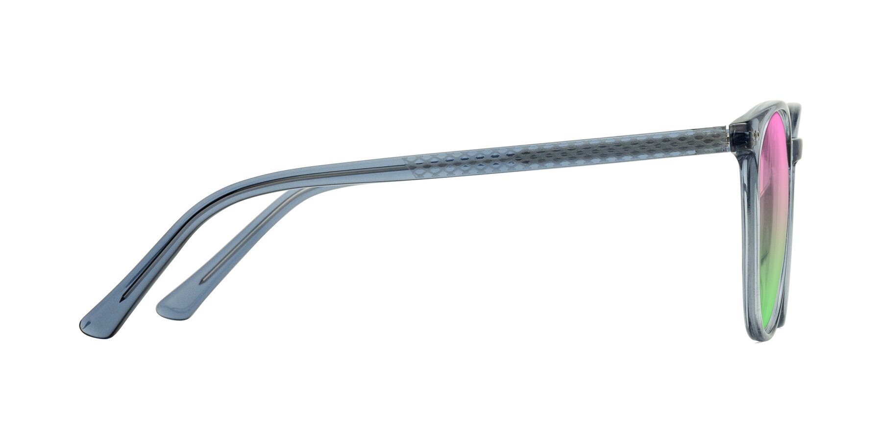 Side of Trang in Transparent Blue with Pink / Green Gradient Lenses
