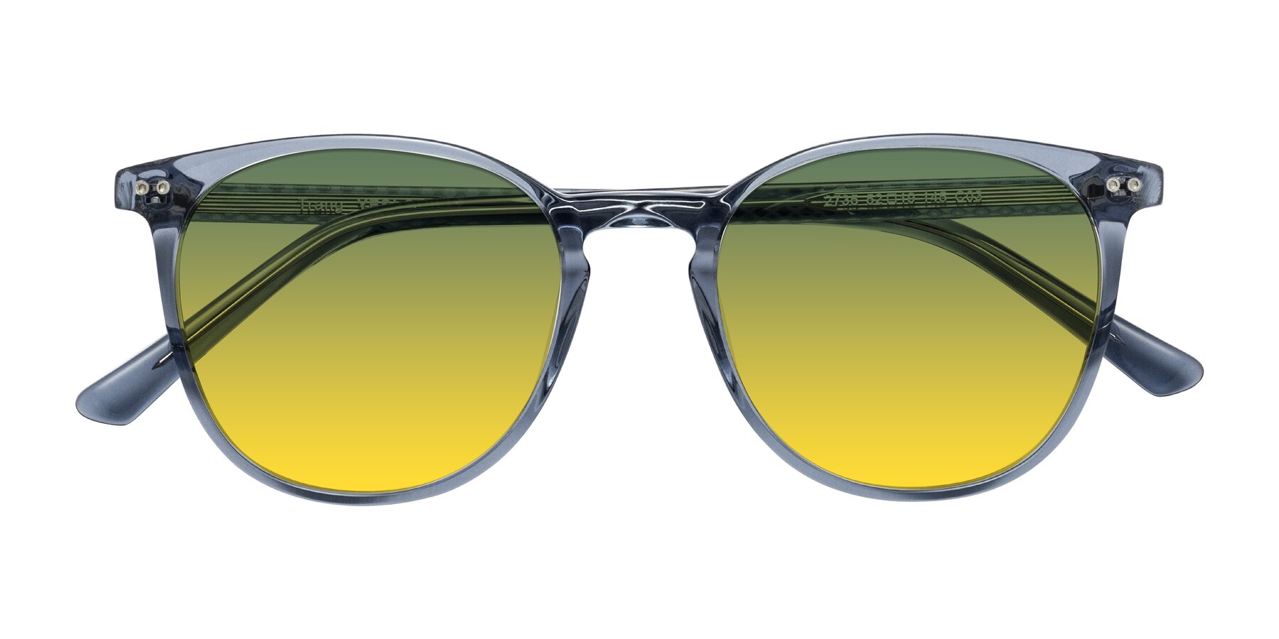 Folded Front of Trang in Transparent Blue with Green / Yellow Gradient Lenses