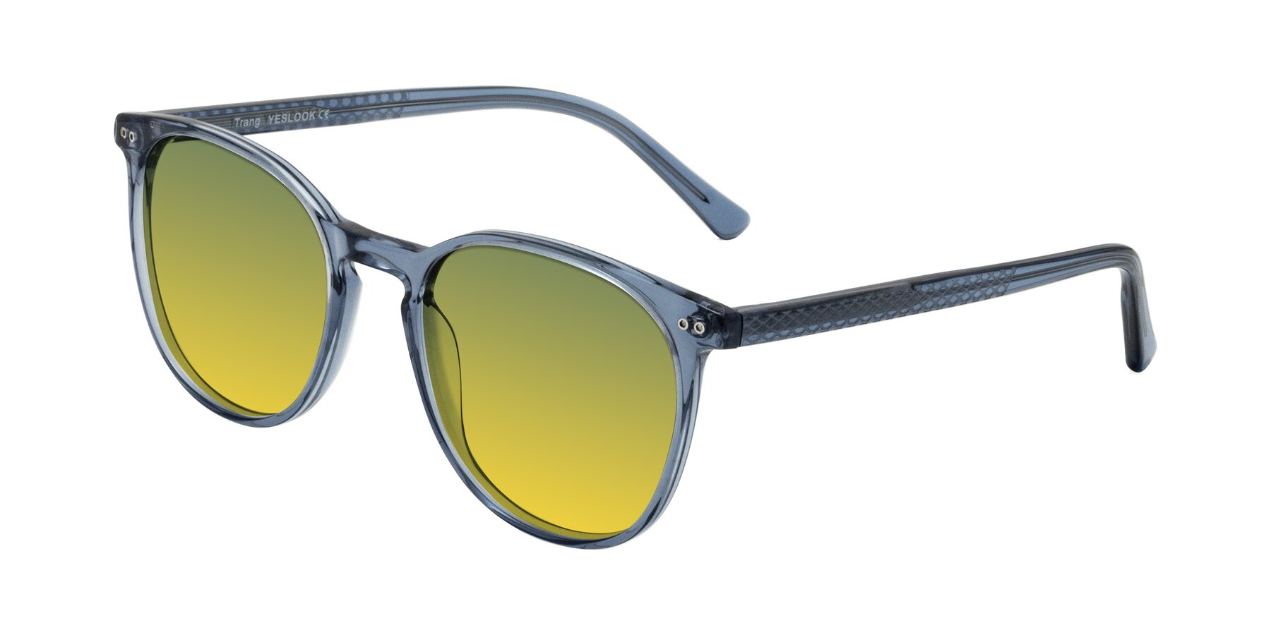 Angle of Trang in Transparent Blue with Green / Yellow Gradient Lenses