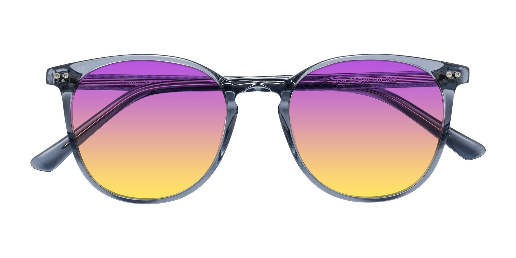 Folded Front of Trang in Transparent Blue with Purple / Yellow Gradient Lenses