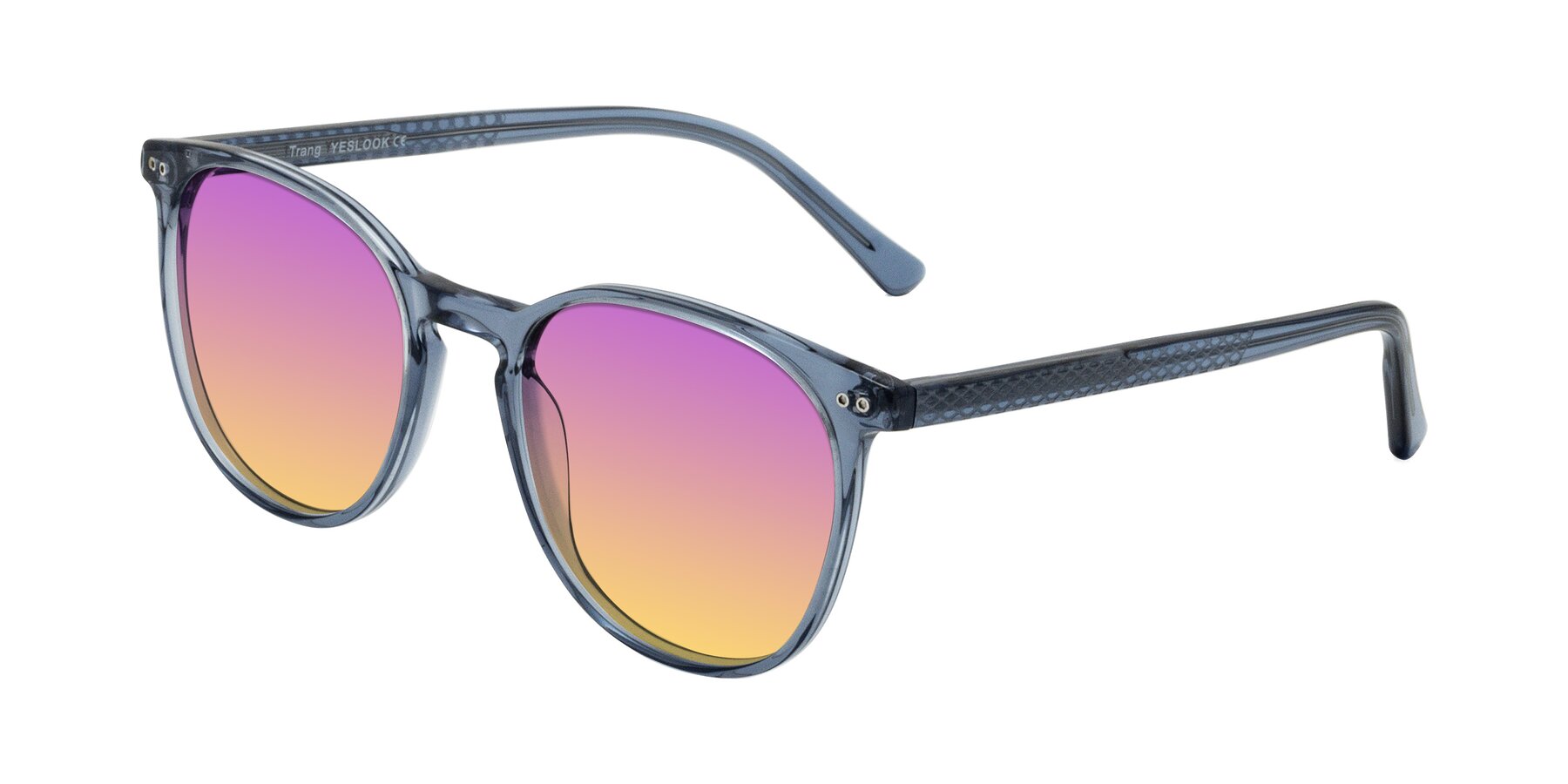Angle of Trang in Transparent Blue with Purple / Yellow Gradient Lenses