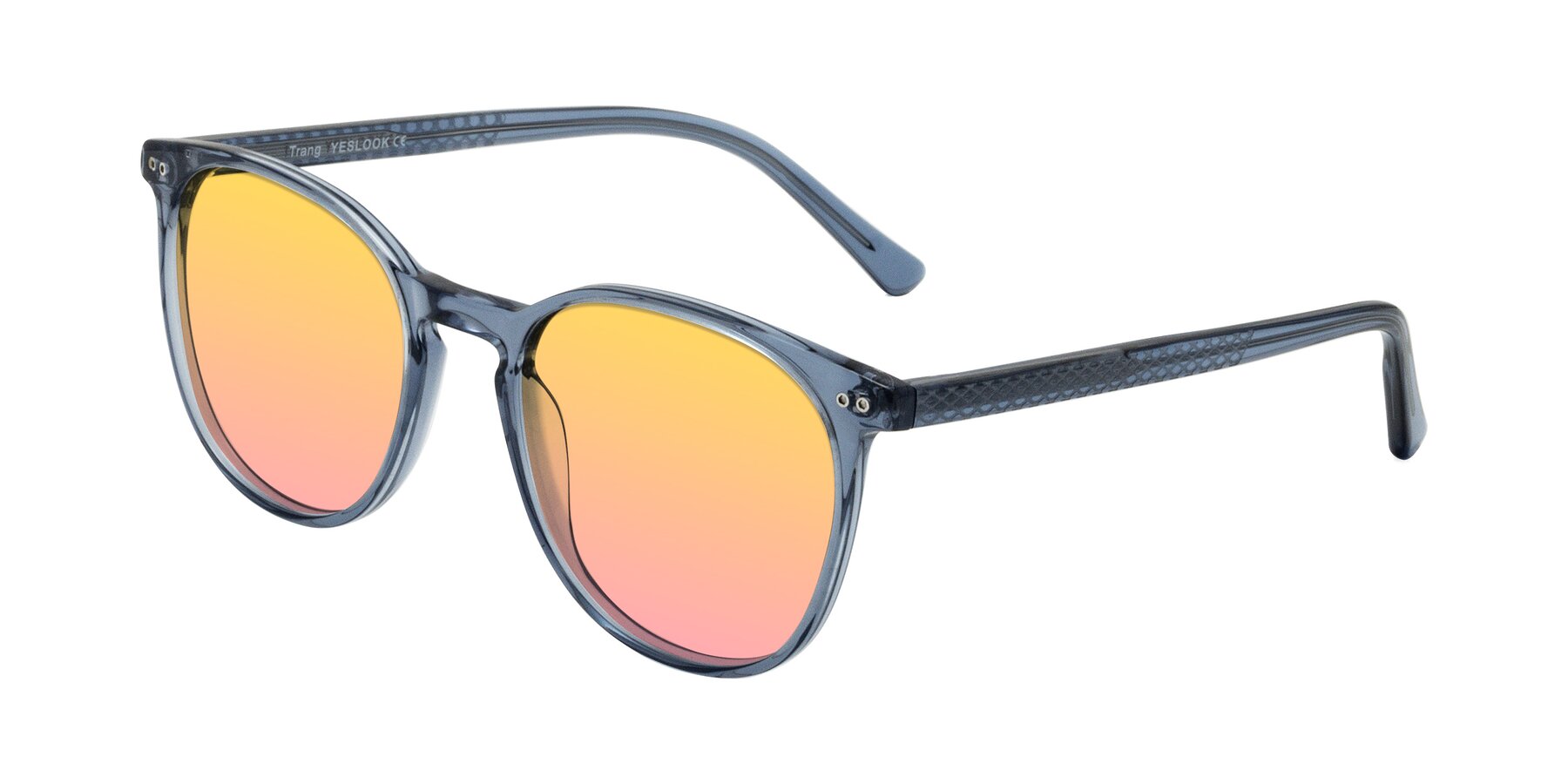 Angle of Trang in Transparent Blue with Yellow / Pink Gradient Lenses