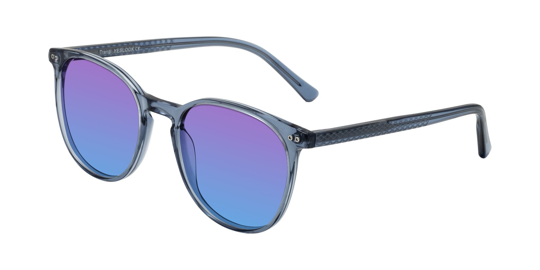 Angle of Trang in Transparent Blue with Purple / Blue Gradient Lenses