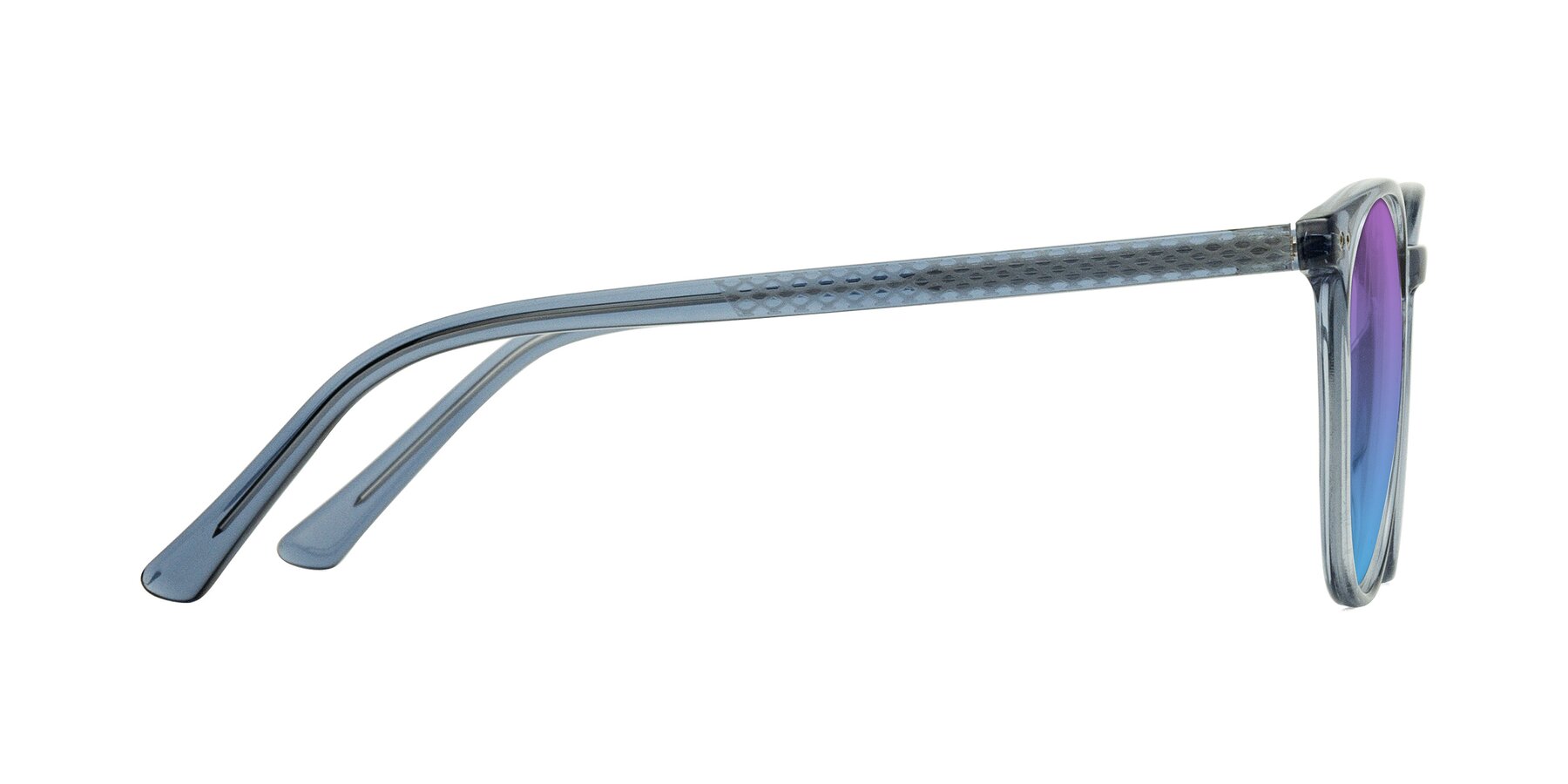 Side of Trang in Transparent Blue with Purple / Blue Gradient Lenses