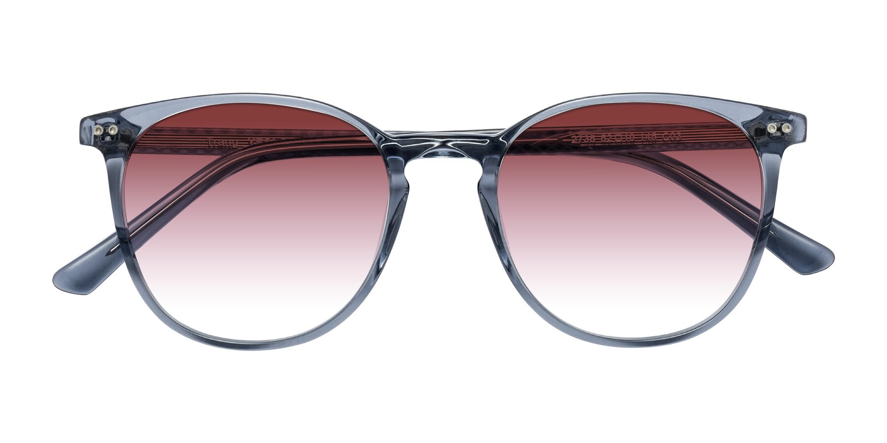 Folded Front of Trang in Transparent Blue with Garnet Gradient Lenses