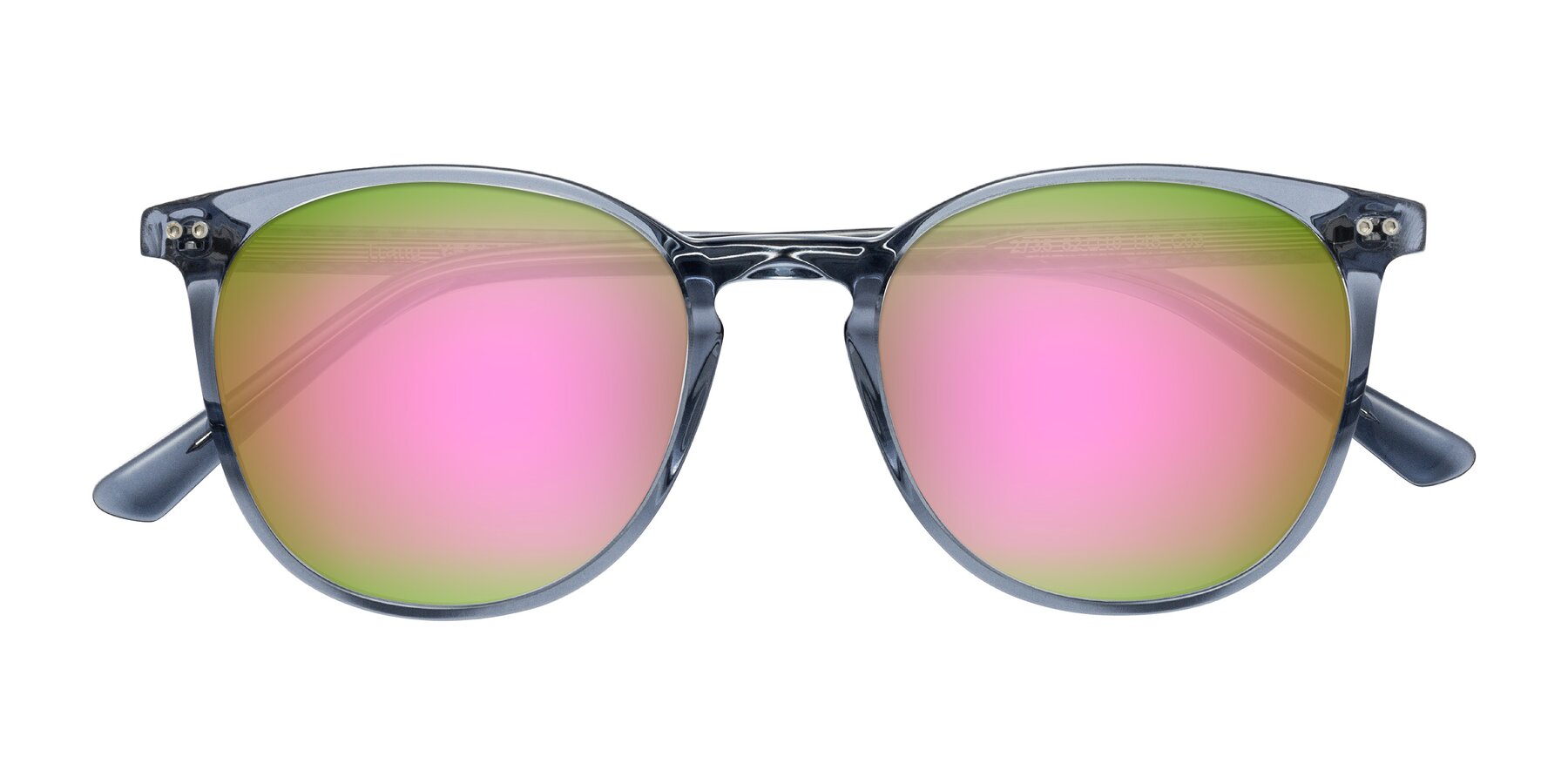 Folded Front of Trang in Transparent Blue with Pink Mirrored Lenses