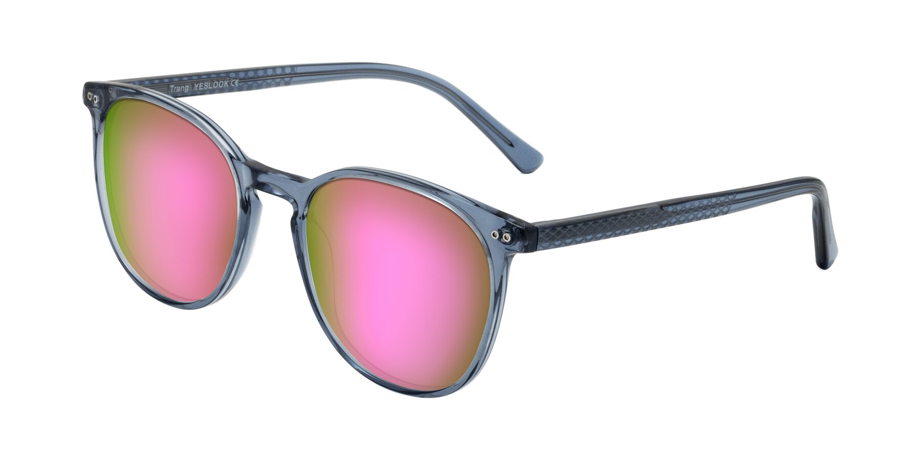 Angle of Trang in Transparent Blue with Pink Mirrored Lenses