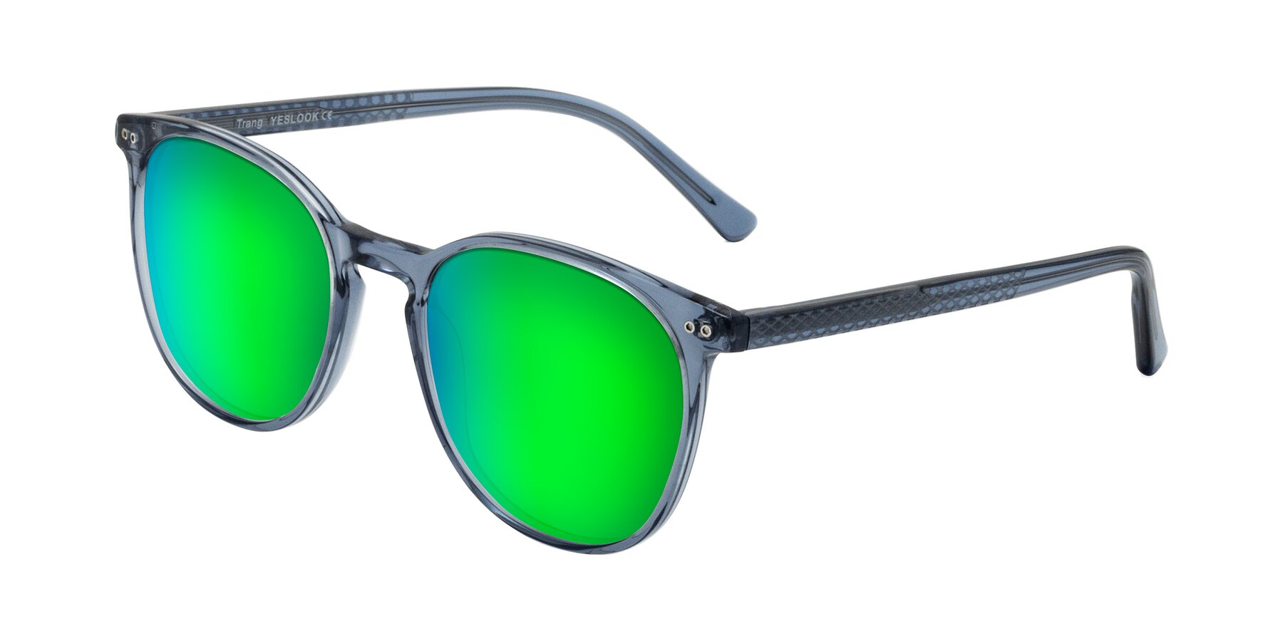 Angle of Trang in Transparent Blue with Green Mirrored Lenses