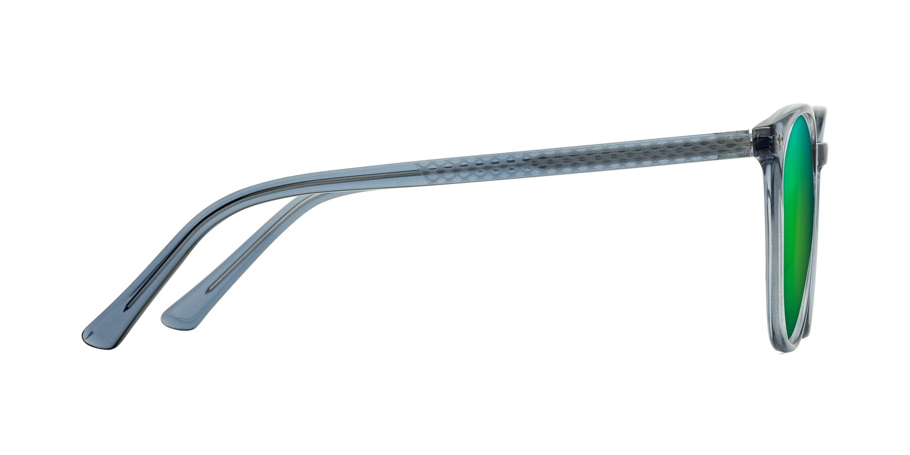 Side of Trang in Transparent Blue with Green Mirrored Lenses