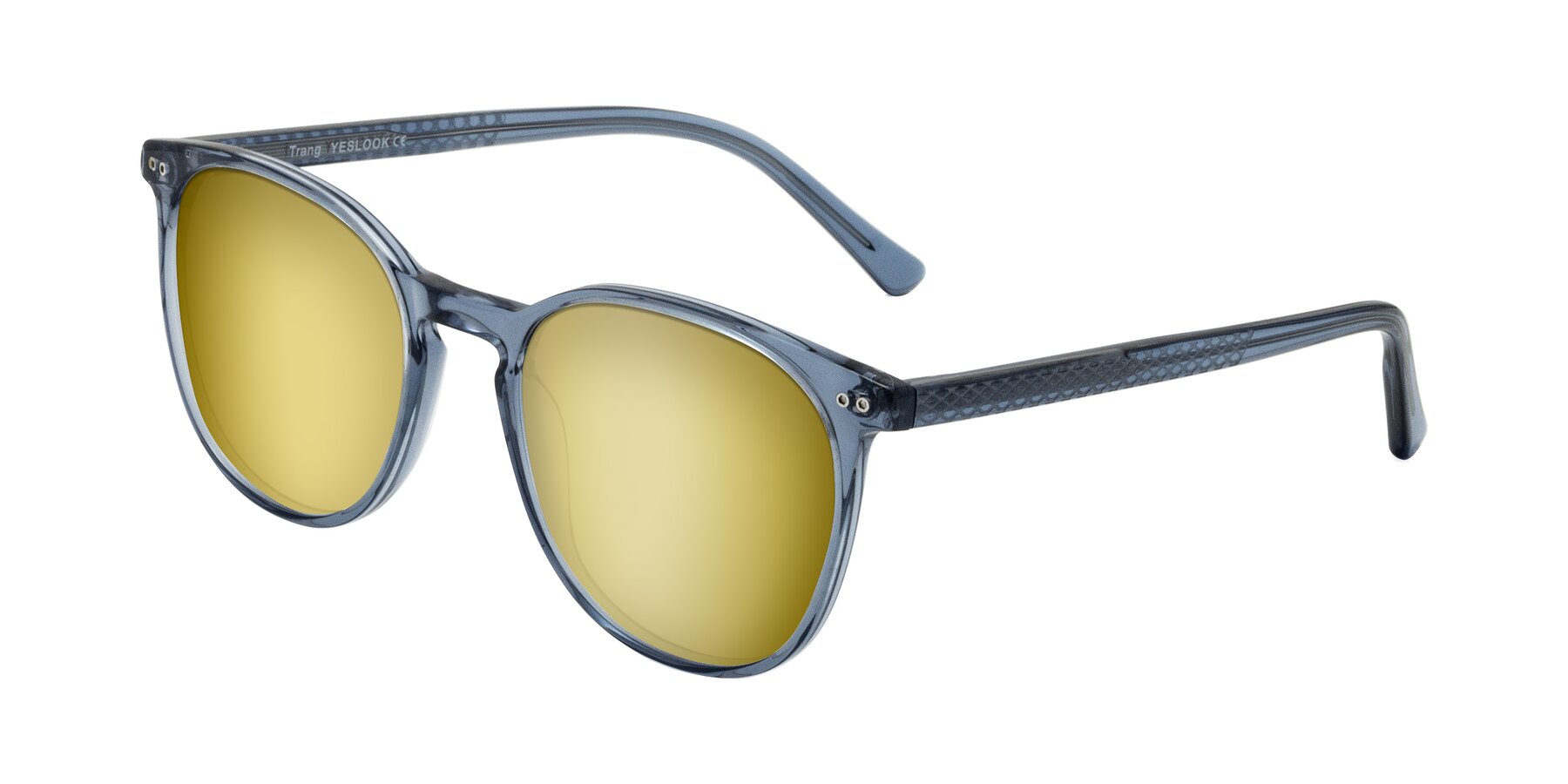 Angle of Trang in Transparent Blue with Gold Mirrored Lenses