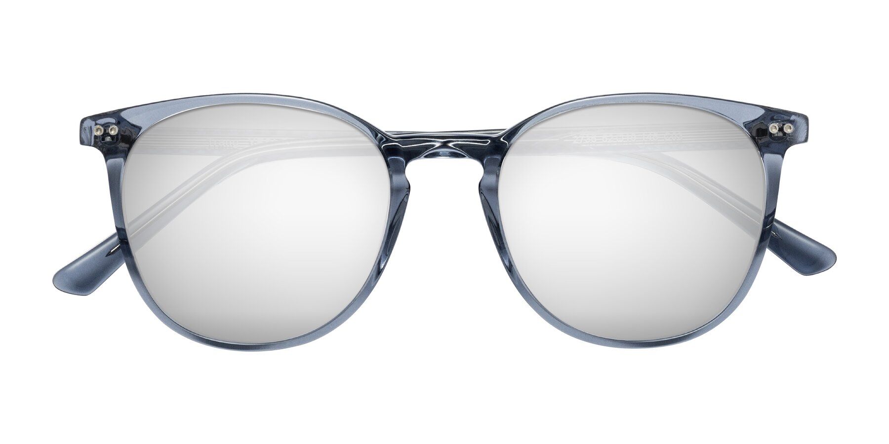 Folded Front of Trang in Transparent Blue with Silver Mirrored Lenses