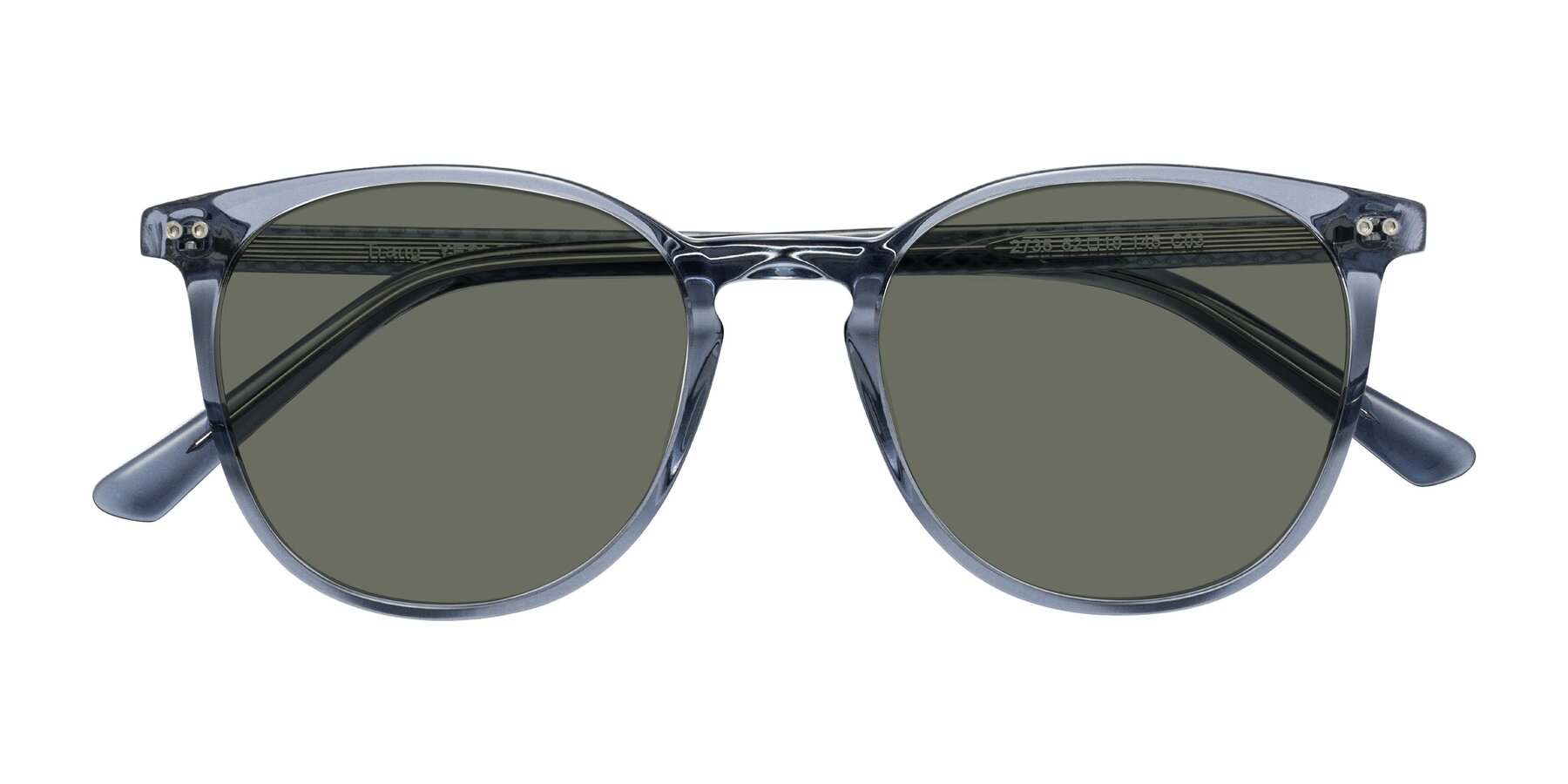 Folded Front of Trang in Transparent Blue with Gray Polarized Lenses