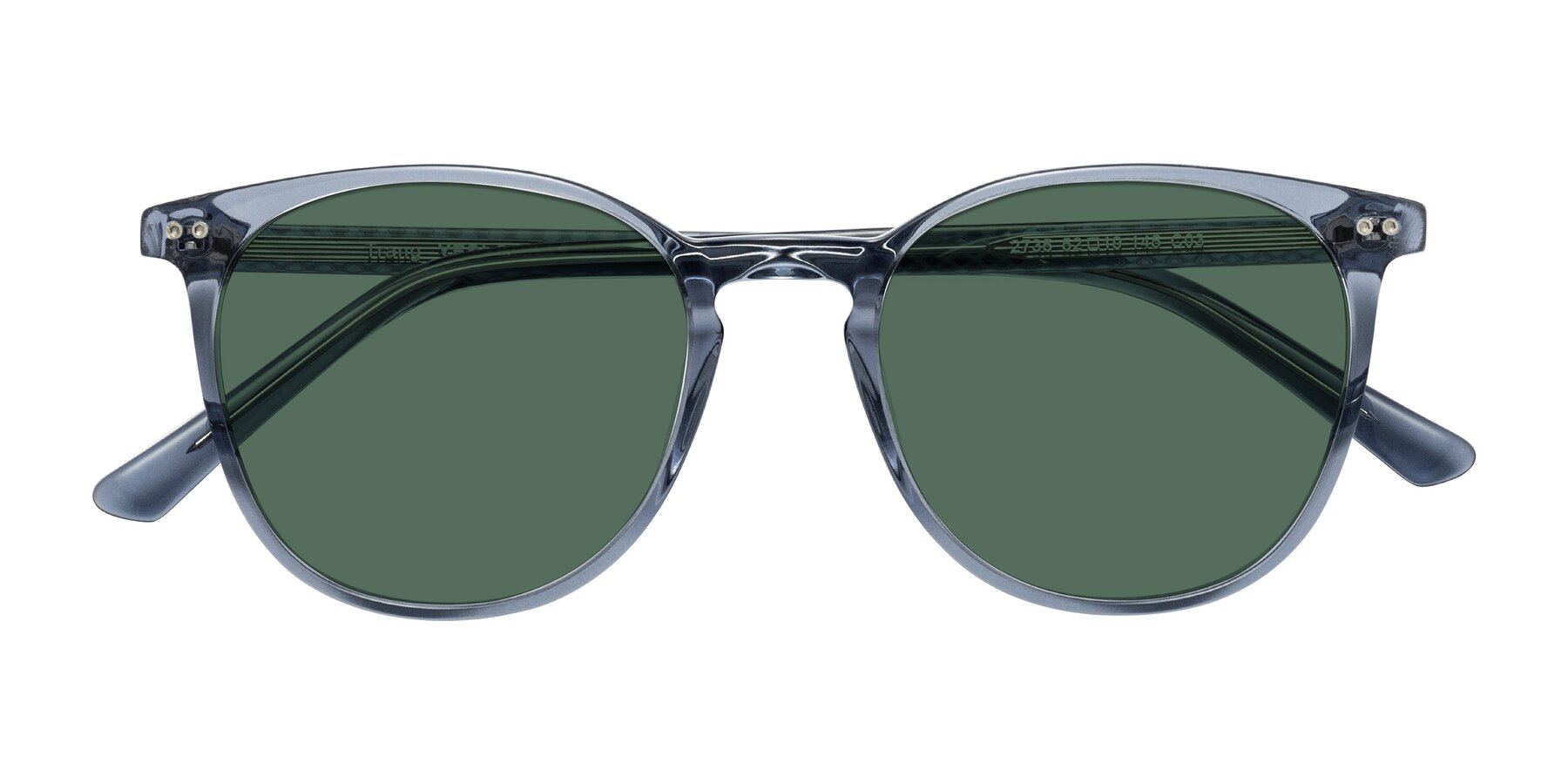 Folded Front of Trang in Transparent Blue with Green Polarized Lenses
