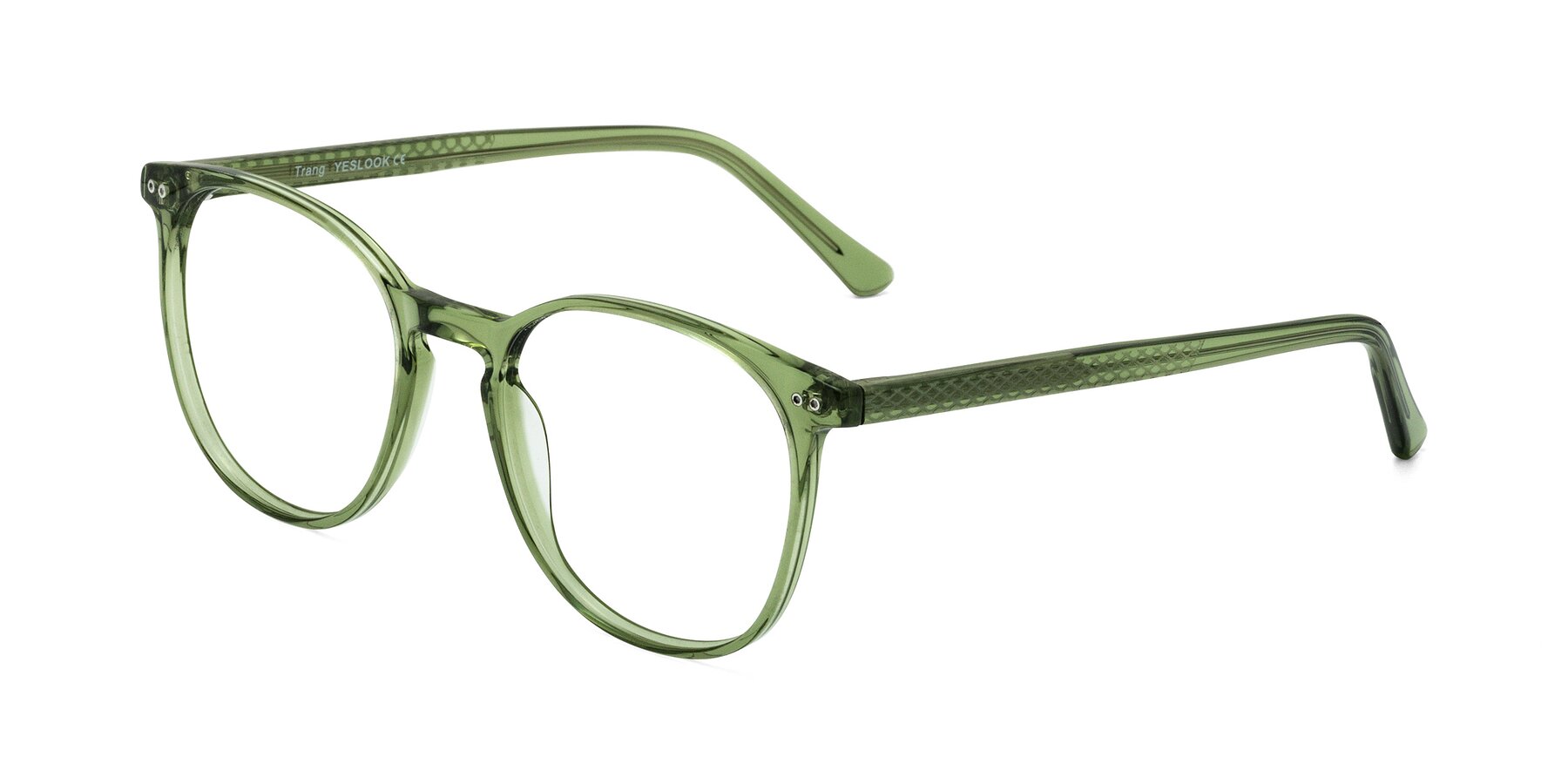 Angle of Trang in Transparent Green with Clear Eyeglass Lenses