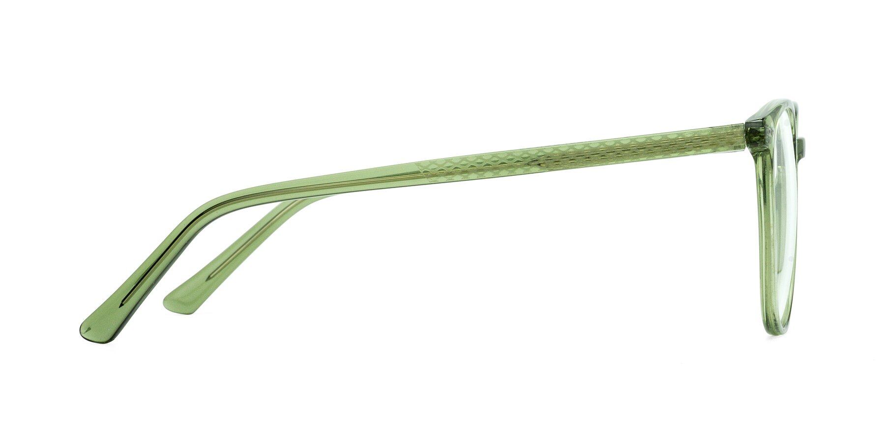 Side of Trang in Transparent Green with Clear Eyeglass Lenses