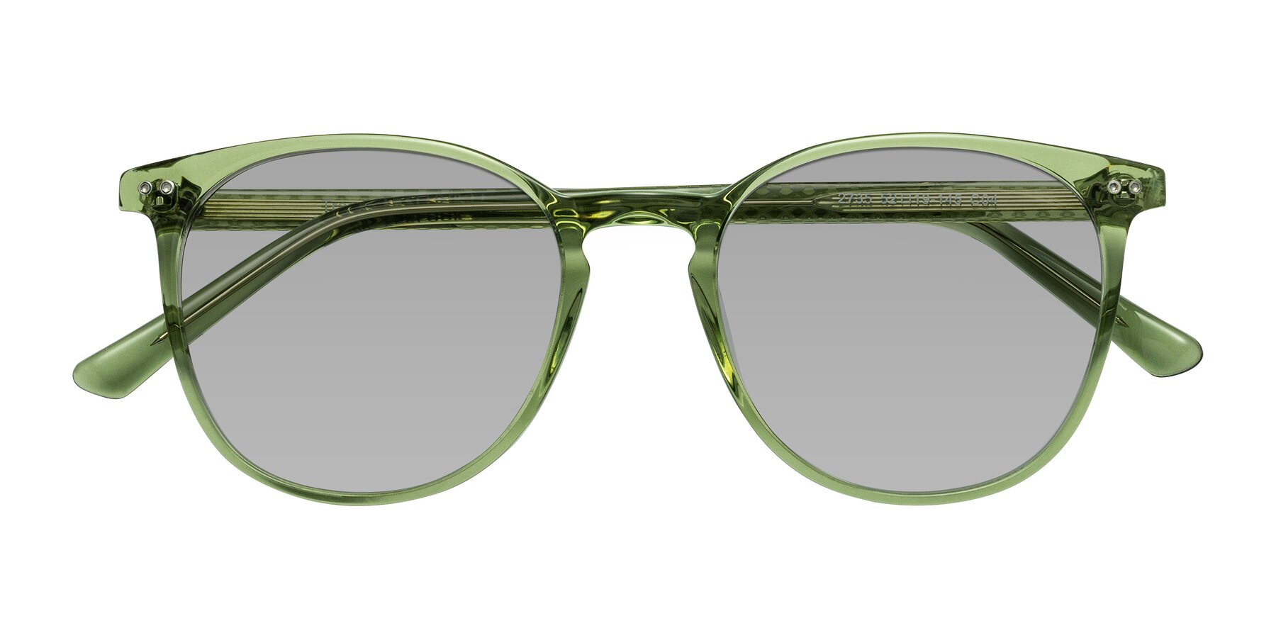 Folded Front of Trang in Transparent Green with Light Gray Tinted Lenses