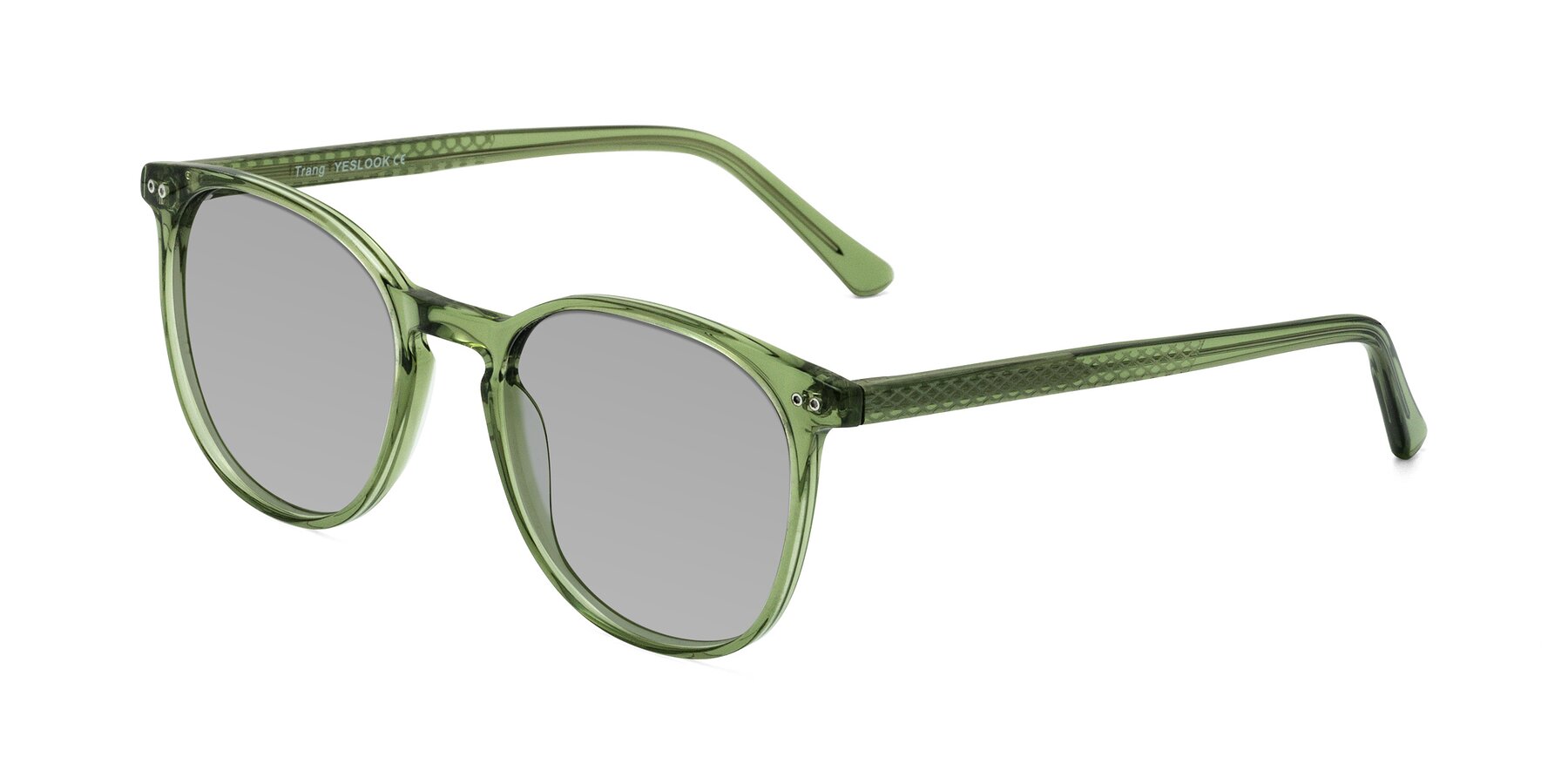 Angle of Trang in Transparent Green with Light Gray Tinted Lenses