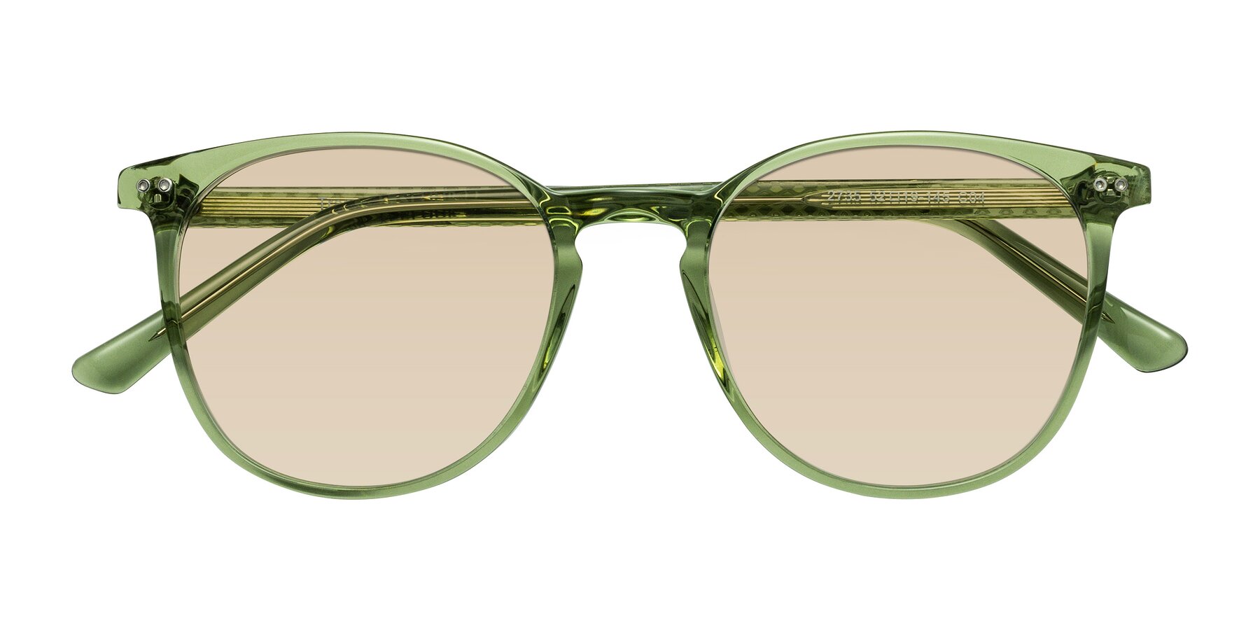 Folded Front of Trang in Transparent Green with Light Brown Tinted Lenses