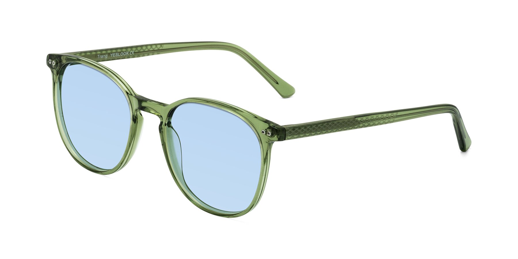 Angle of Trang in Transparent Green with Light Blue Tinted Lenses