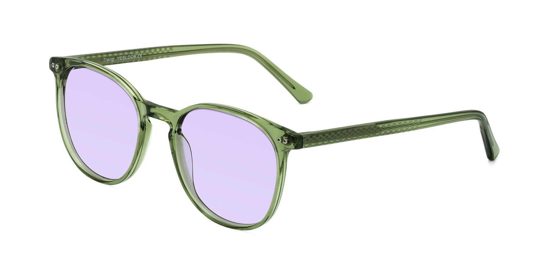 Angle of Trang in Transparent Green with Light Purple Tinted Lenses