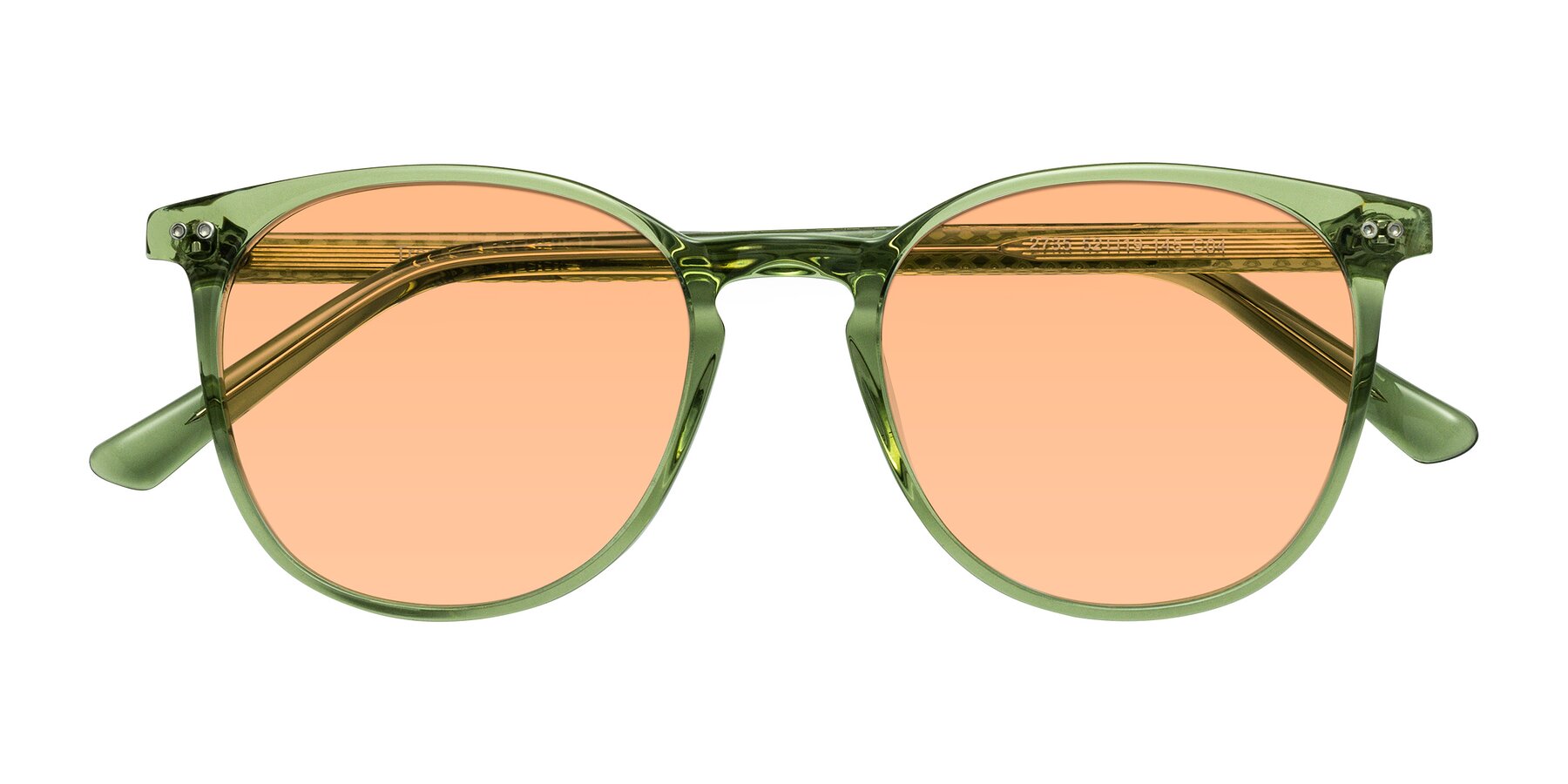 Folded Front of Trang in Transparent Green with Light Orange Tinted Lenses