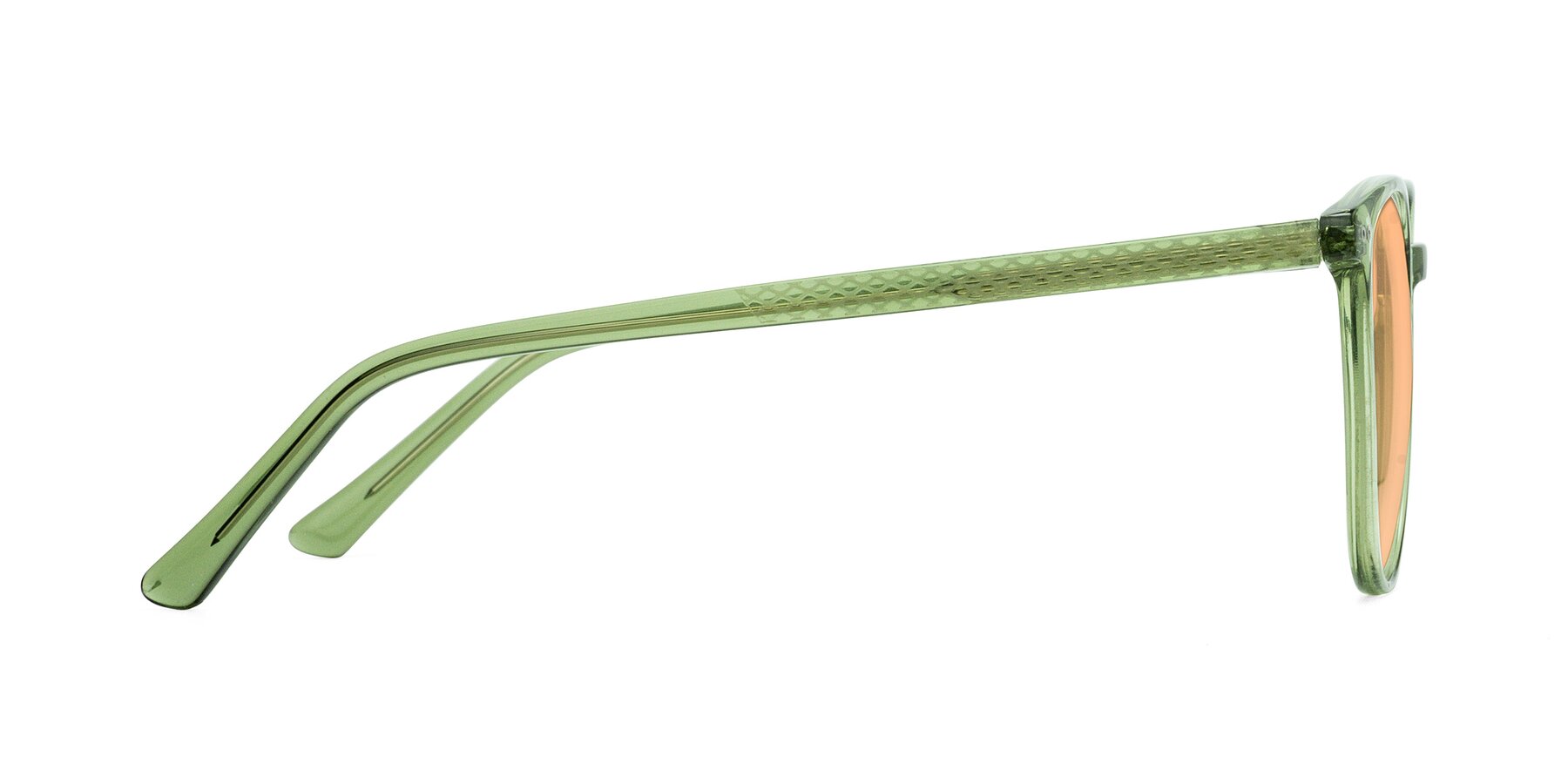 Side of Trang in Transparent Green with Light Orange Tinted Lenses