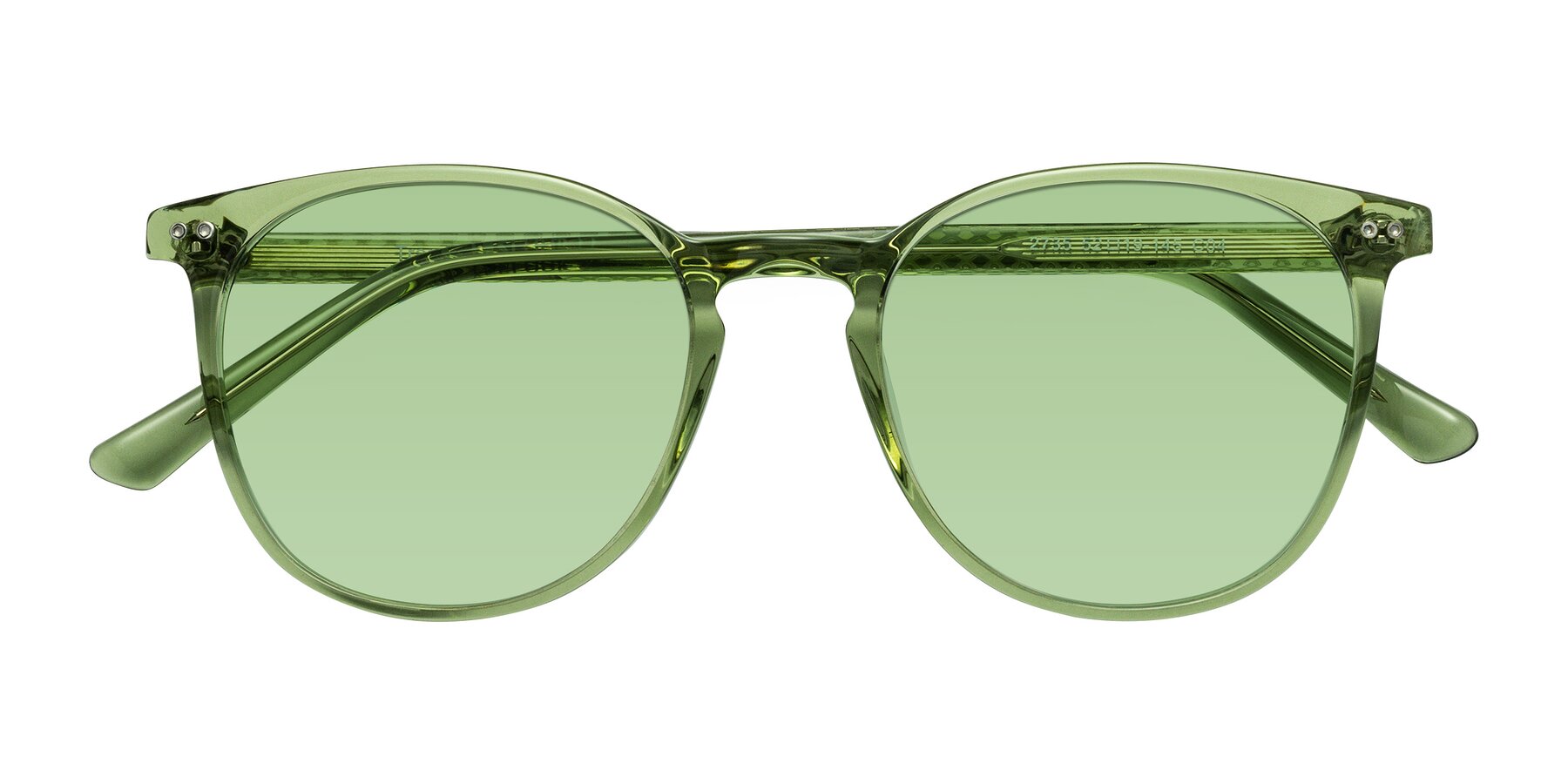 Folded Front of Trang in Transparent Green with Medium Green Tinted Lenses