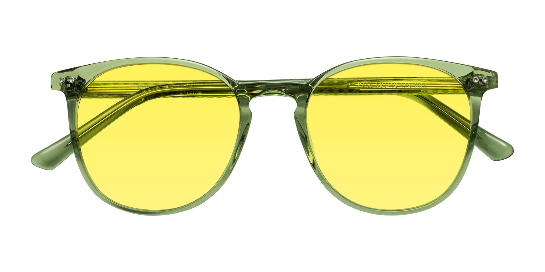 Folded Front of Trang in Transparent Green with Medium Yellow Tinted Lenses