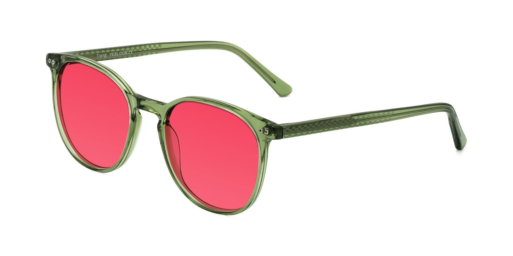 Angle of Trang in Transparent Green with Red Tinted Lenses