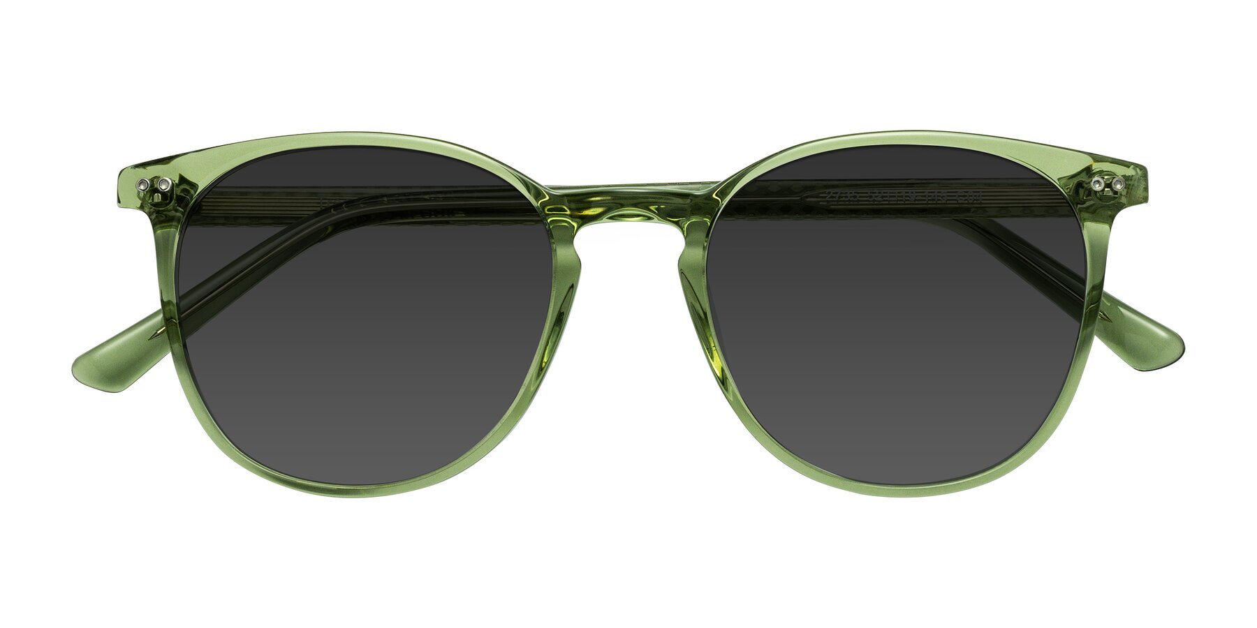 Folded Front of Trang in Transparent Green with Gray Tinted Lenses