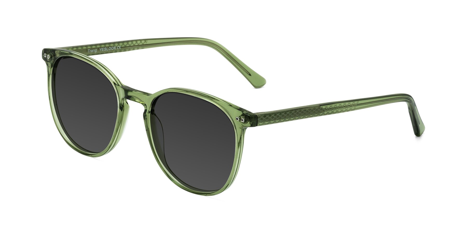 Angle of Trang in Transparent Green with Gray Tinted Lenses