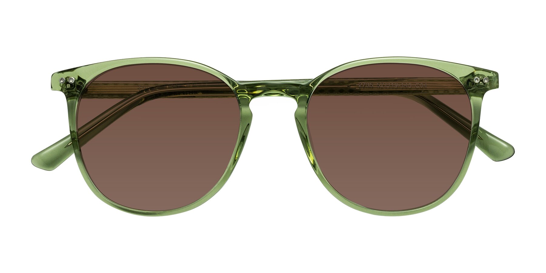 Folded Front of Trang in Transparent Green with Brown Tinted Lenses