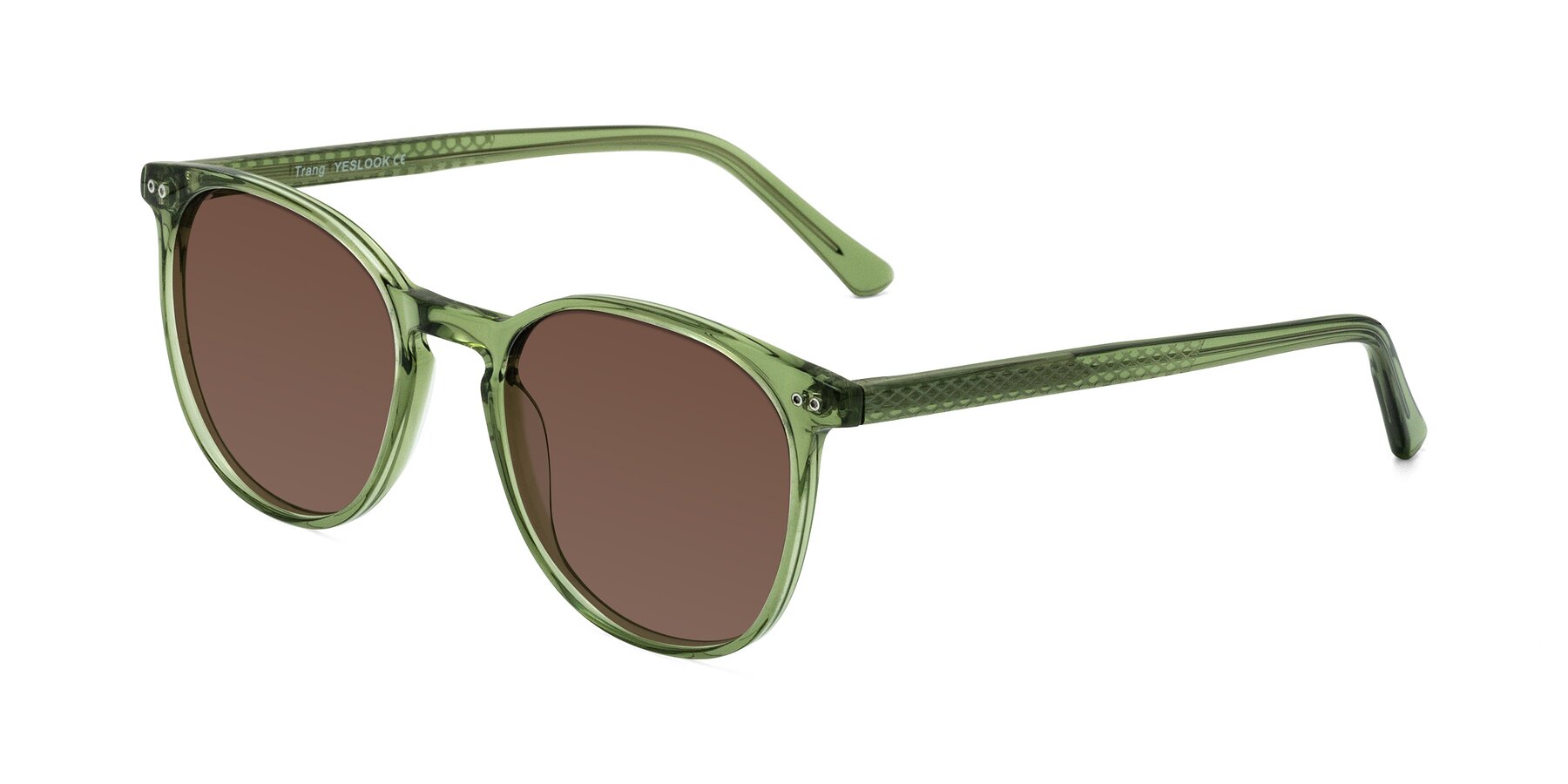Angle of Trang in Transparent Green with Brown Tinted Lenses