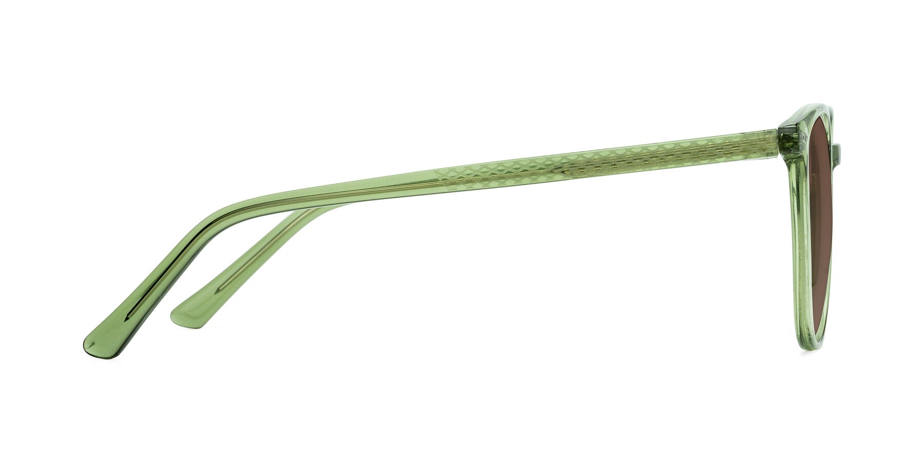 Side of Trang in Transparent Green with Brown Tinted Lenses