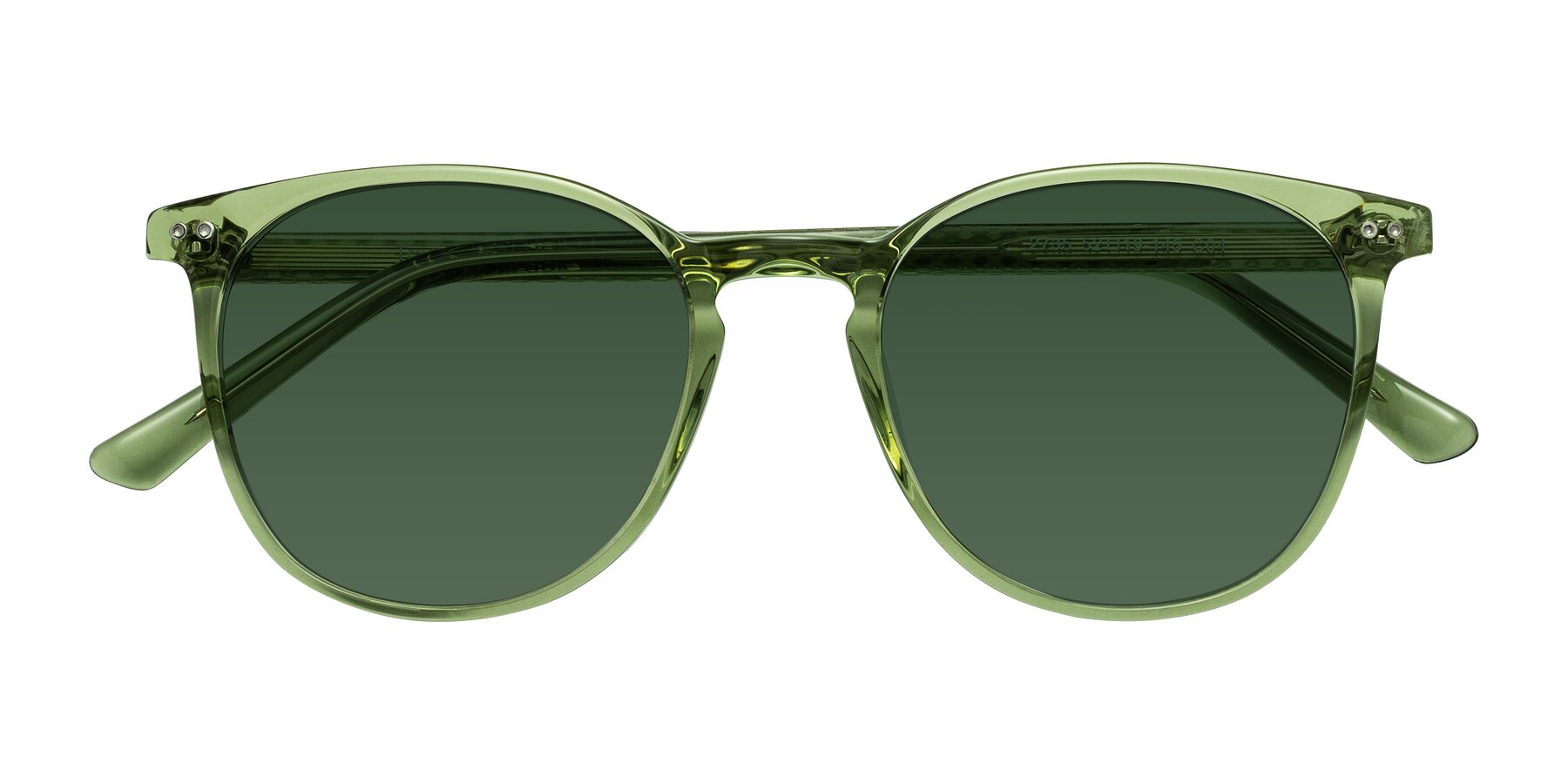 Folded Front of Trang in Transparent Green with Green Tinted Lenses