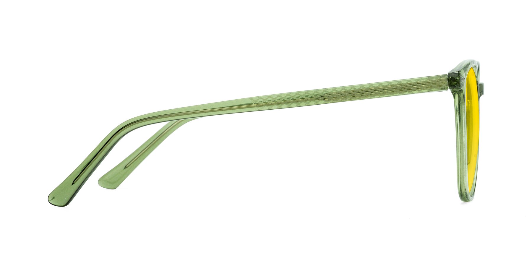Side of Trang in Transparent Green with Yellow Tinted Lenses