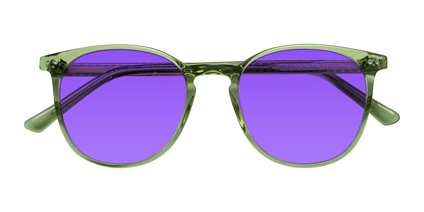 Folded Front of Trang in Transparent Green with Purple Tinted Lenses